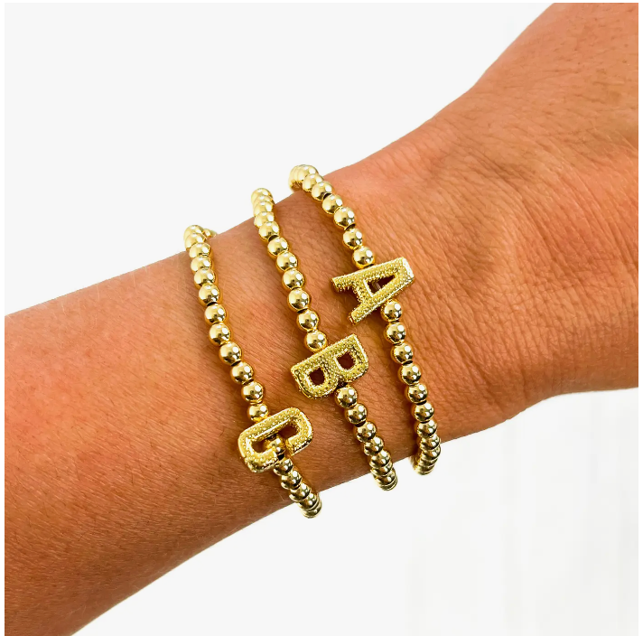 Initial Texture 18K Gold Filled Bracelets