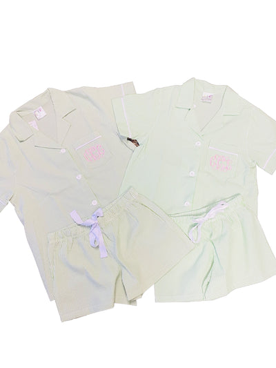 Women's Seersucker SHORT SLEEVE short set 