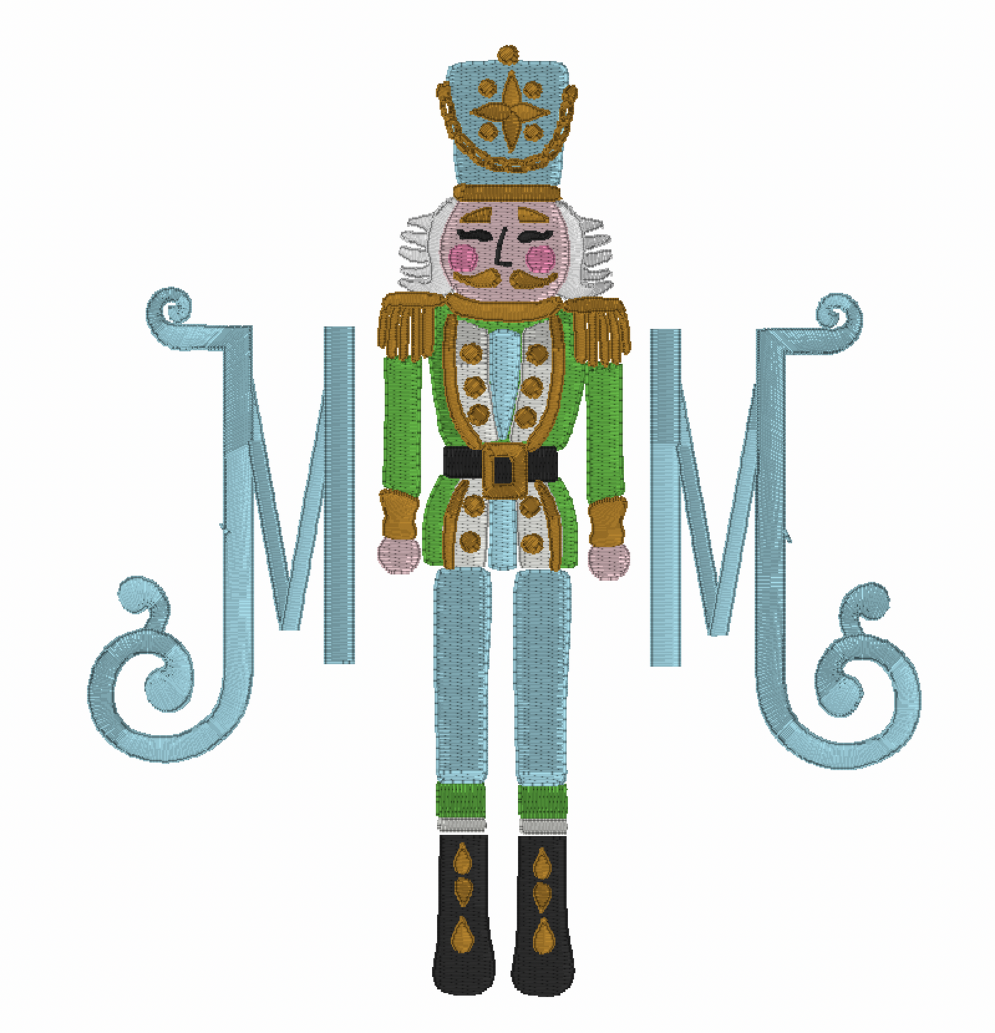 Basic White Hand Towel With Nutcracker and Two Letter Monogram