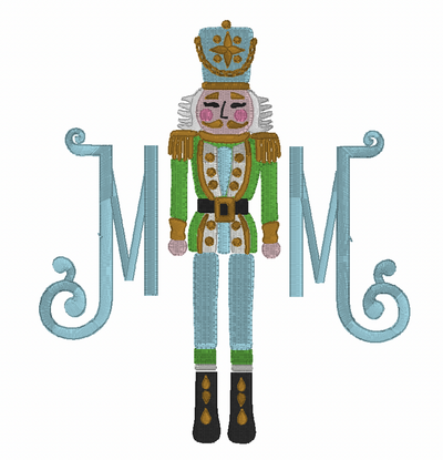 Basic White Hand Towel With Nutcracker and Two Letter Monogram