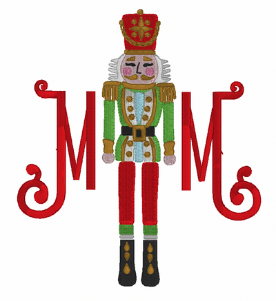 Basic White Hand Towel With Nutcracker and Two Letter Monogram