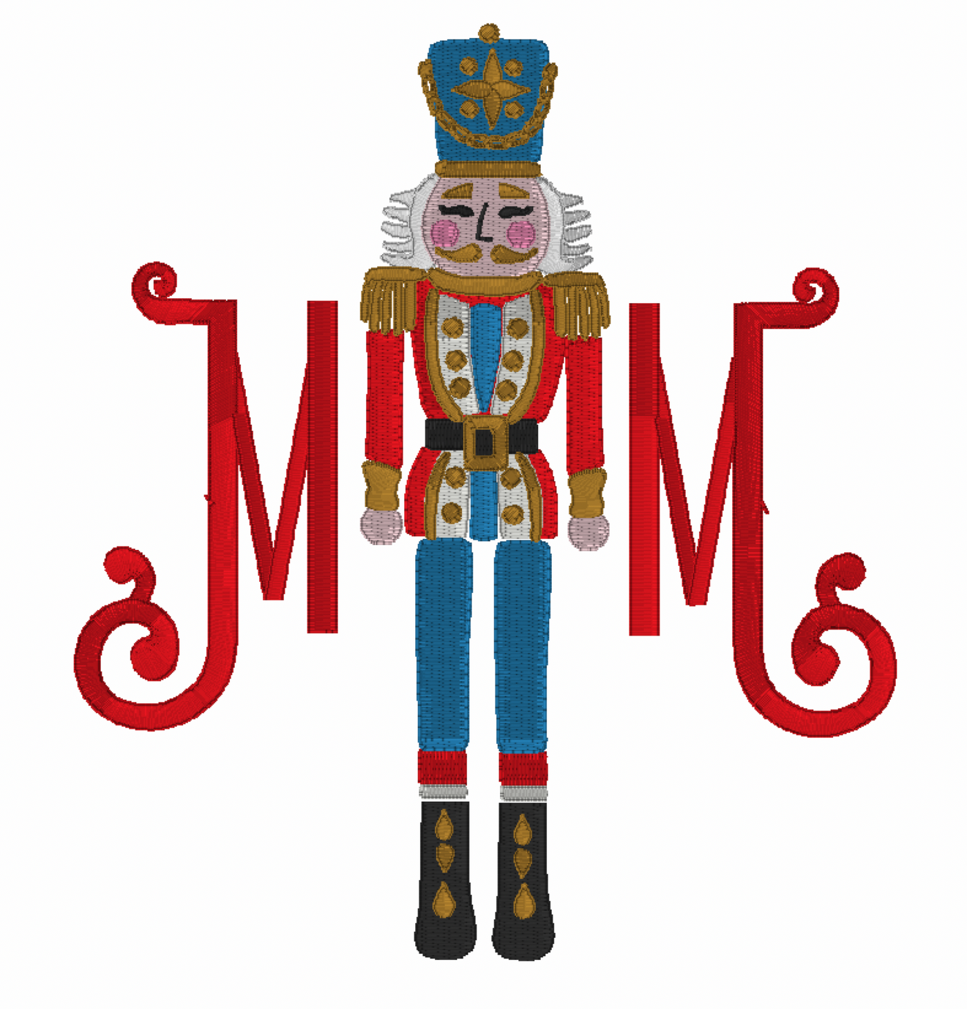 Basic White Hand Towel With Nutcracker and Two Letter Monogram