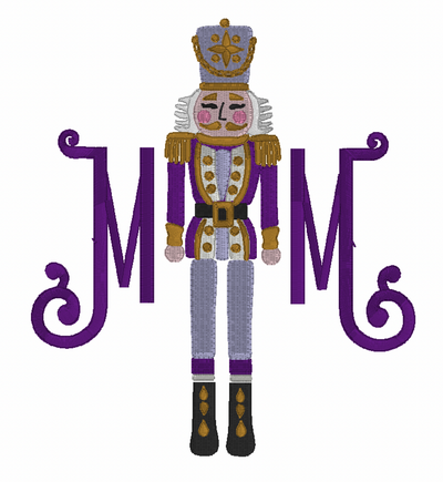 Basic White Hand Towel With Nutcracker and Two Letter Monogram