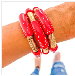 Acrylic Bamboo & Heishi Bracelets