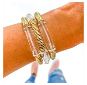 Acrylic Bamboo & Heishi Bracelets