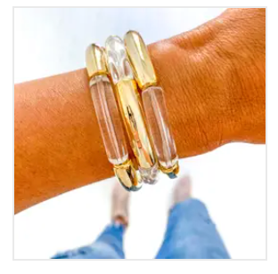 Acrylic Bamboo & Heishi Bracelets