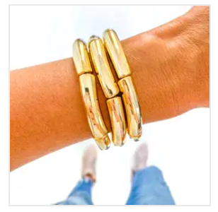 Acrylic Bamboo & Heishi Bracelets