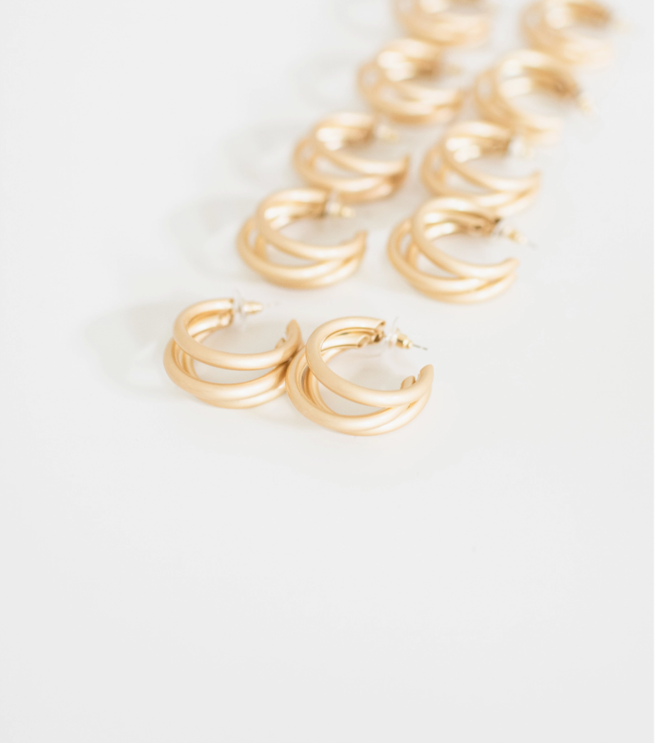 Gold Triple Hoop Earrings
