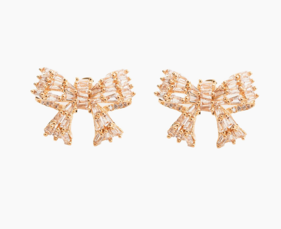 Gold Mini Sparkler Bow Earrings