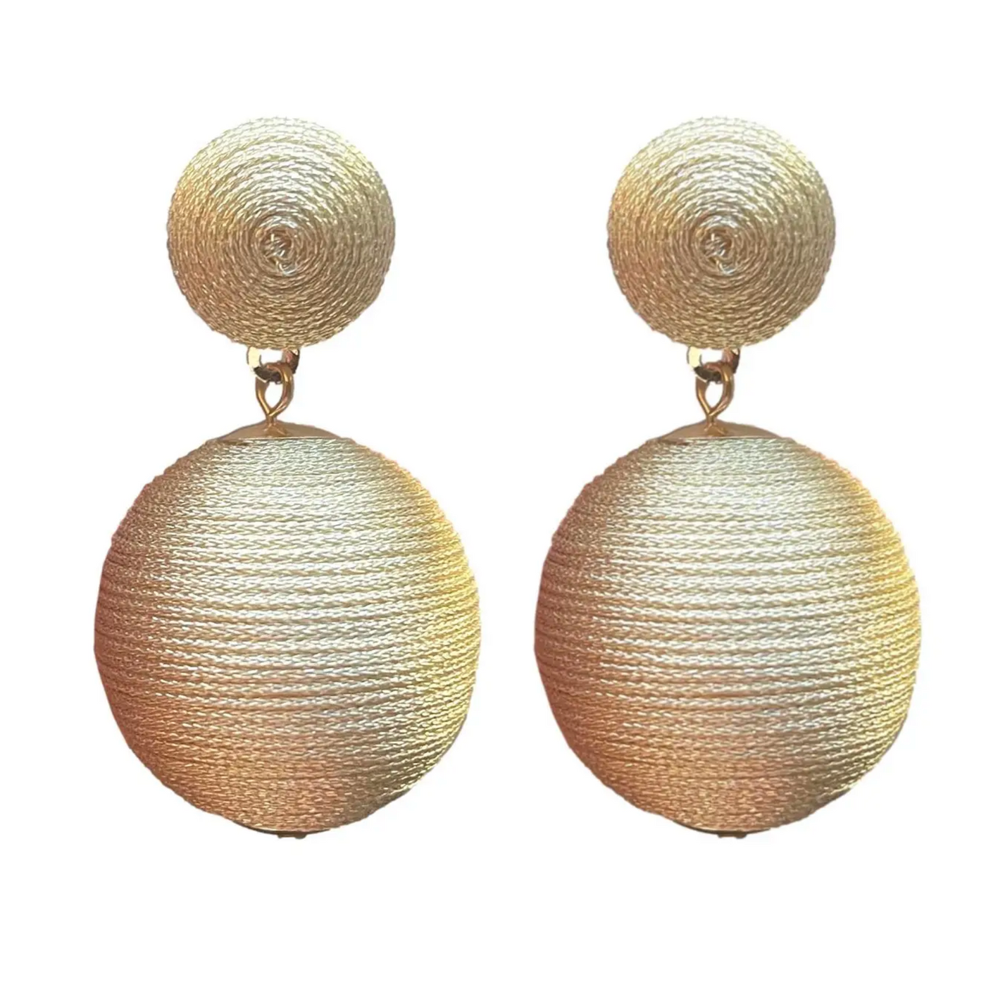 Gold Metallic Lido Pom Pom Earrings