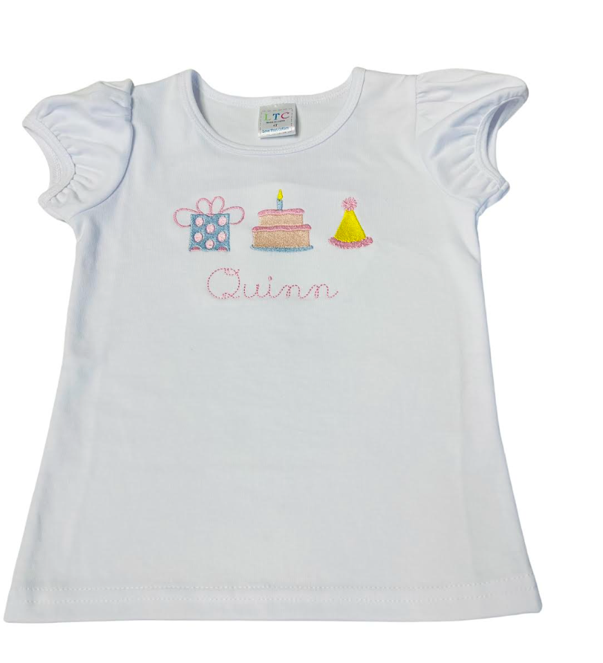Girls Puff Sleeve Birthday Shirt