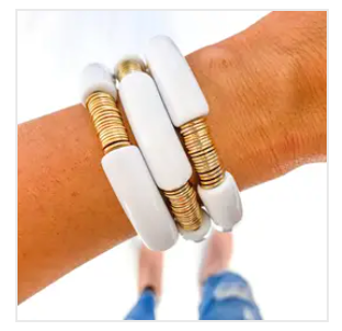 Acrylic Bamboo & Heishi Bracelets