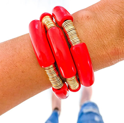 Acrylic Bamboo & Heishi Bracelets