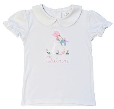 Girls Short Sleeve Peter Pan Collar Shirt with Spring Design