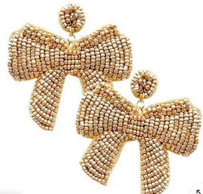 Beaded Ribbon Statement Earrings