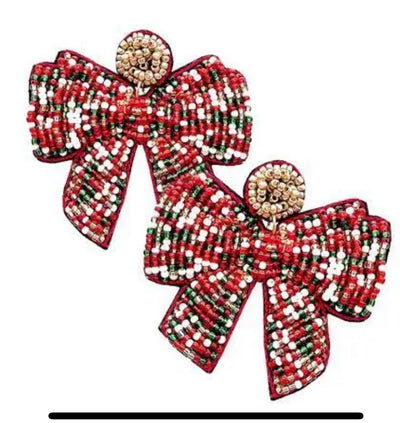 Beaded Ribbon Statement Earrings