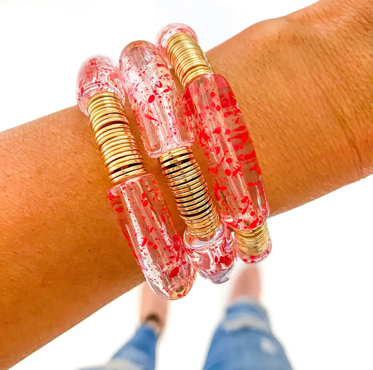 Acrylic Bamboo & Heishi Bracelets
