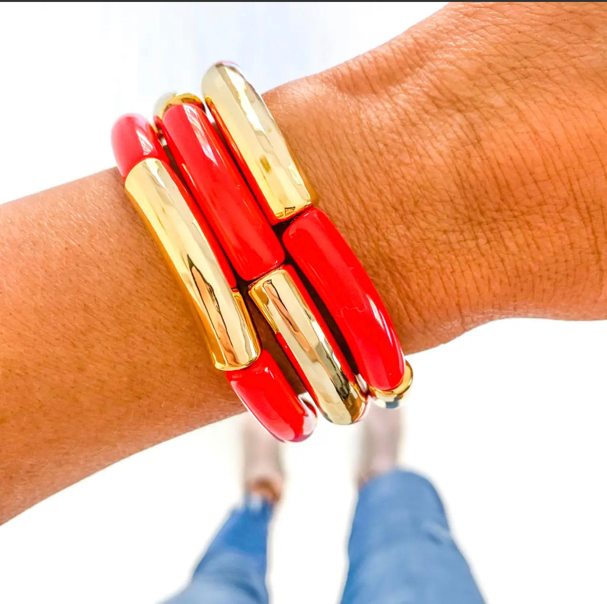 Acrylic Bamboo & Heishi Bracelets