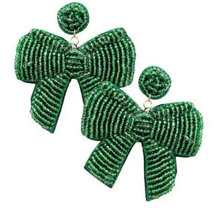 Beaded Ribbon Statement Earrings