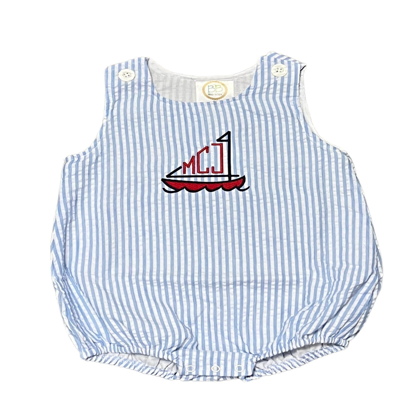 Light Blue Seersucker Sailboat Bubble