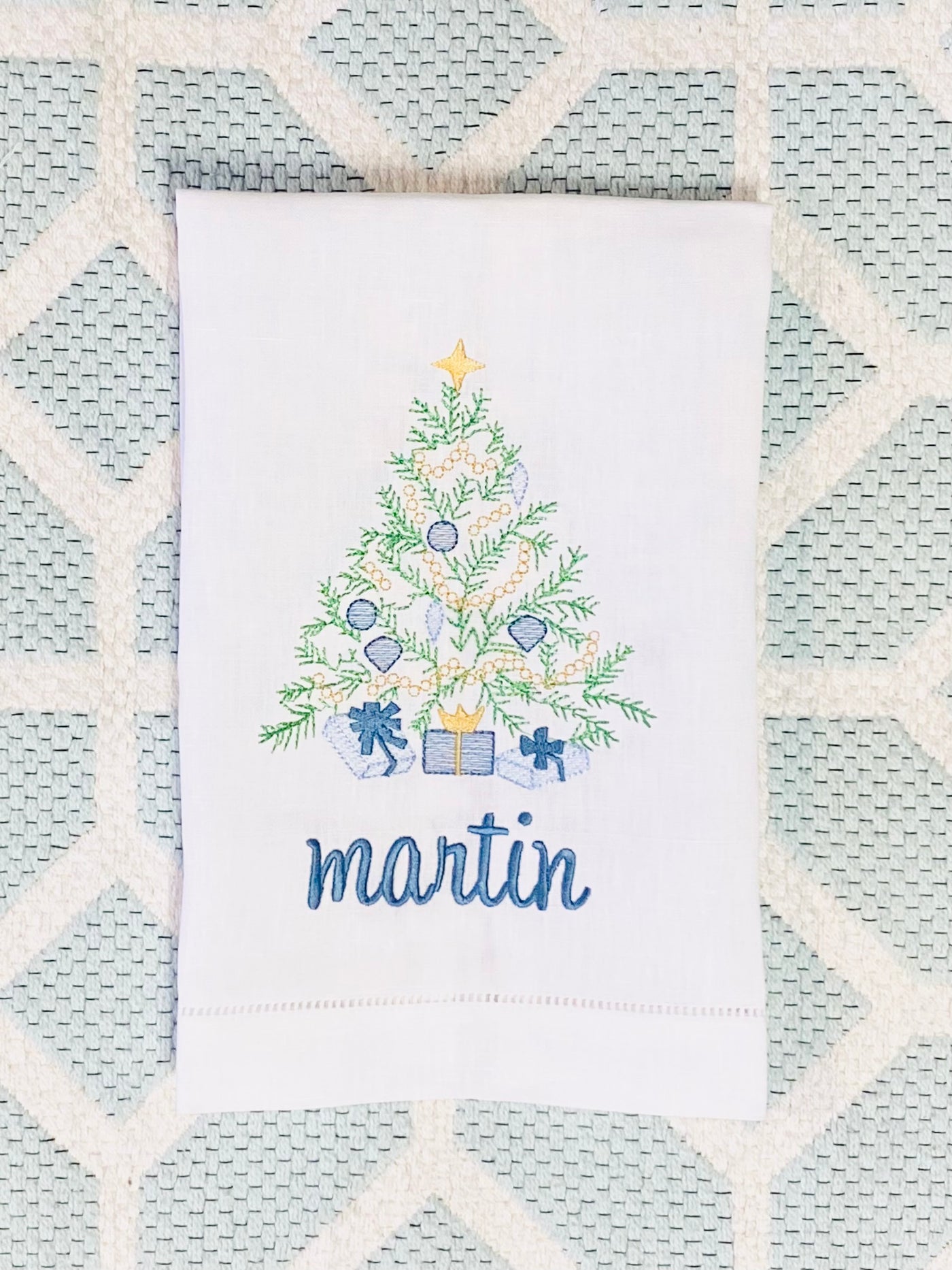 Christmas Tree Linen Tea Towel