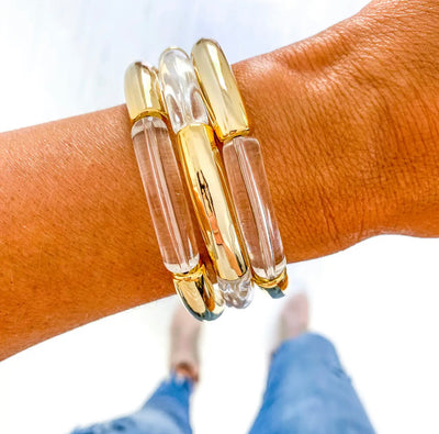Acrylic Bamboo & Heishi Bracelets